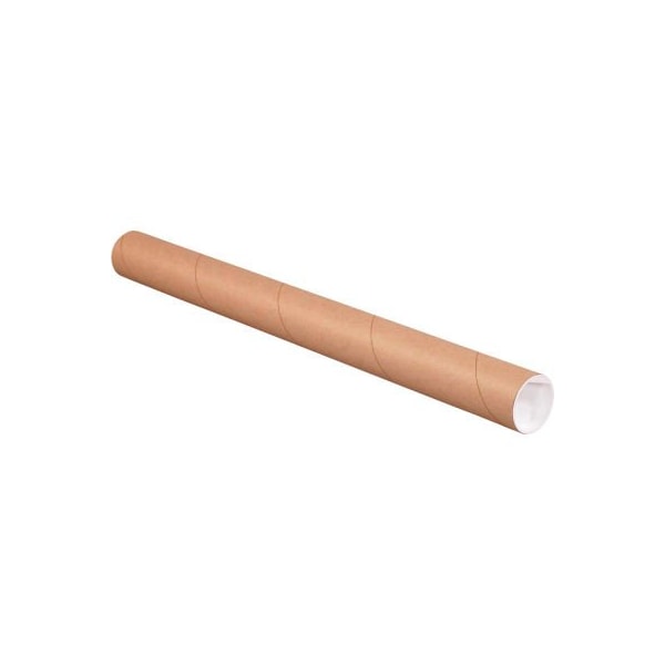 Box Packaging Mailing Tubes With Caps 2 Dia. x 60L 0.08 Thick Kraft 50/Pack P2060K - main